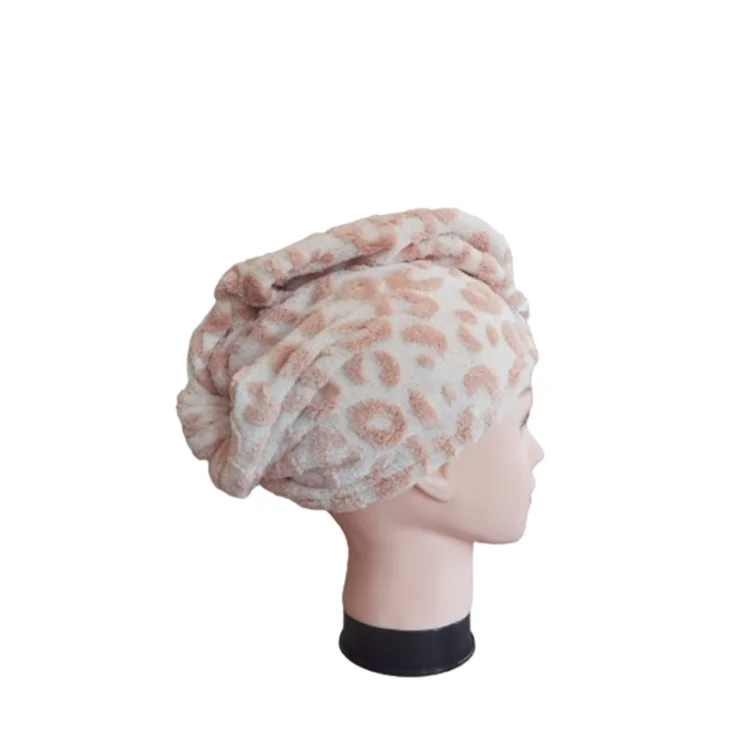 Custom Jacquard Coral Fleece Hair Drying Tricorn Hat Quick-Dry Home Bathroom Essential Ladies Towel Factory Wholesale