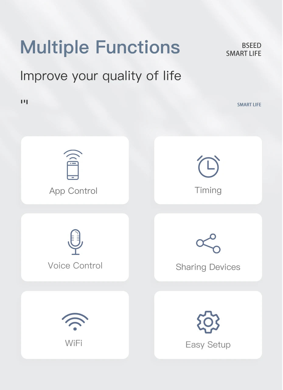 BSEED Wifi 1/2/3 interruptores de luz Sensor táctil interruptor de vidrio Tuya Smart Life Alexa Control más enchufes de la UE necesita cable neutro