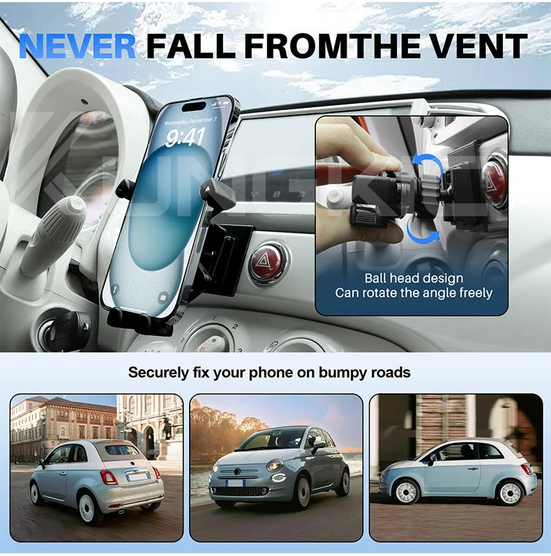 Accesorios para soporte de teléfono Gravity para coche para Fiat 500 08-23 Abarth 595 2012 2013 2014 2015 2016 2017 2018 2019 2020 2021 2022 2023