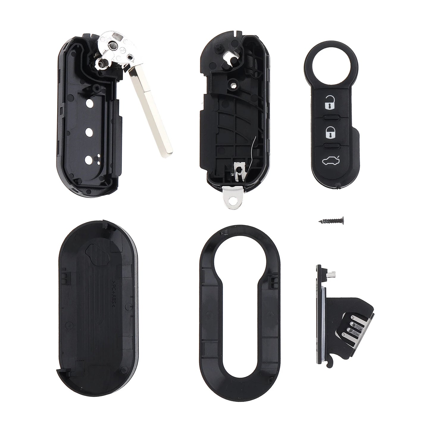Carcasa plegable para mando a distancia de coche, carcasa de repuesto para llave de coche de 3 botones, compatible con Fiat 500 Panda Punto Bravo