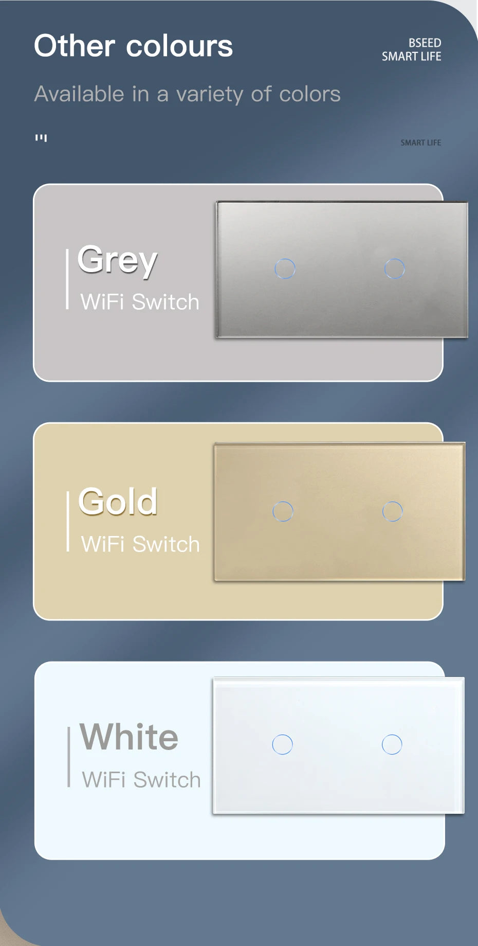 BSEED Wifi 1/2/3 interruptores de luz Sensor táctil interruptor de vidrio Tuya Smart Life Alexa Control más enchufes de la UE necesita cable neutro