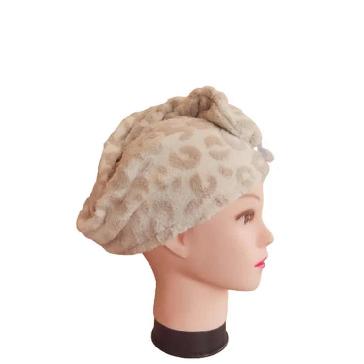 Custom Jacquard Coral Fleece Hair Drying Tricorn Hat Quick-Dry Home Bathroom Essential Ladies Towel Factory Wholesale
