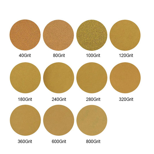 Wholesale Sand Paper Discs 2000pcs Gold Sanding Discs Hook and Loop Sanding Discs 120/150/240 Grits for Random Orbital Sandpaper