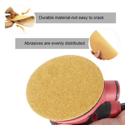 Wholesale Sand Paper Discs 2000pcs Gold Sanding Discs Hook and Loop Sanding Discs 120/150/240 Grits for Random Orbital Sandpaper