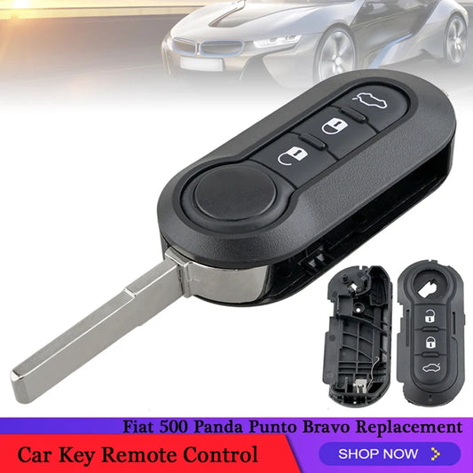 Carcasa plegable para mando a distancia de coche, carcasa de repuesto para llave de coche de 3 botones, compatible con Fiat 500 Panda Punto Bravo