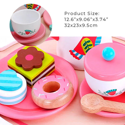 2024 Hot Sale Wooden Pretend Play Afternoon Tea Set Scene Toy for Children