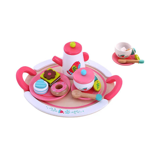 2024 Hot Sale Wooden Pretend Play Afternoon Tea Set Scene Toy for Children