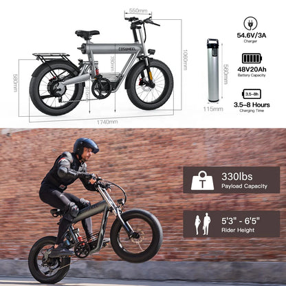 1500w Electric Bike T20 Ebike 500w 20AH High Speed /power 48v 1000w Cool Bike Coswheel