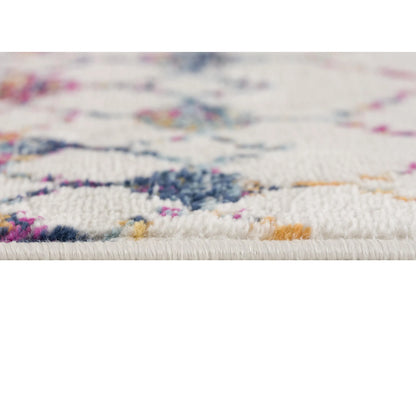 Classic Style 2' X 3' Geometric Area Rug Handmade Beige Blue Pink Striped Rectangle Pattern for Teen Entryway Living Hallway Use