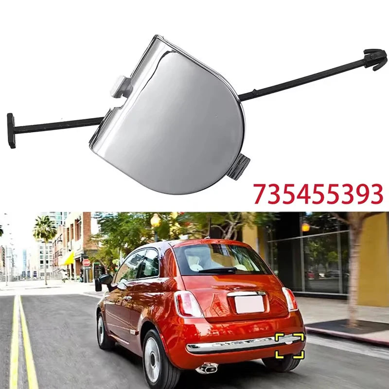 Gancho de remolque para parachoques trasero de coche, tapa cromada para Fiat 500, 500C, 2007-2012, 735455393