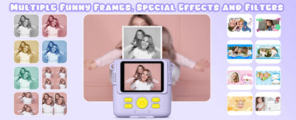 Cámara digital para niños 1080P HD cámara de impresión instantánea cámara portátil de juguete con tarjeta de 32GB regalo para niños niñas 3-12