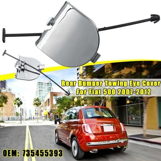 Gancho de remolque para parachoques trasero de coche, tapa cromada para Fiat 500, 500C, 2007-2012, 735455393