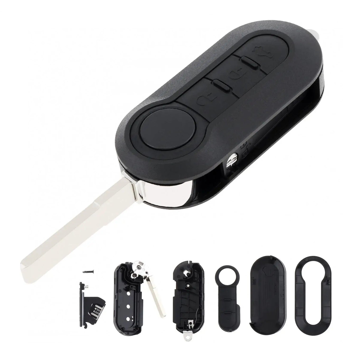 Carcasa plegable para mando a distancia de coche, carcasa de repuesto para llave de coche de 3 botones, compatible con Fiat 500 Panda Punto Bravo