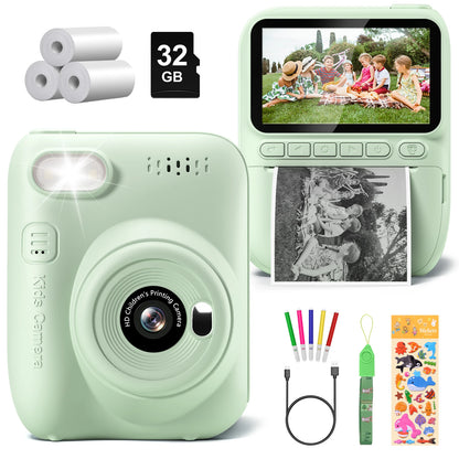 Gofunly-cámara de impresión instantánea para niños, Mini cámara Digital de 3,0 ", grabadora de vídeo portátil de 1080P, regalo para niños de 6 a 12 años