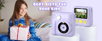 Cámara digital para niños 1080P HD cámara de impresión instantánea cámara portátil de juguete con tarjeta de 32GB regalo para niños niñas 3-12