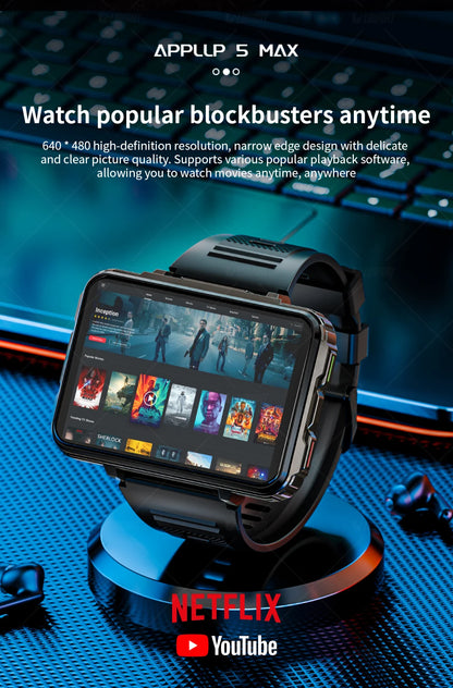 LOKMAT APPLLP 5 MAX reloj Android teléfono cuadrado pantalla grande Wifi 4G llamadas relojes inteligentes cámara Dual con linterna reloj para juegos