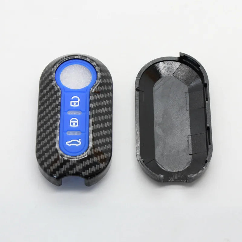 Cubierta de carcasa de llavero de coche Abs de carbono para FIAT 500 500L 500X Abarth llave plegable de 3 botones