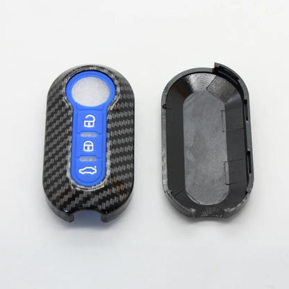 Cubierta de carcasa de llavero de coche Abs de carbono para FIAT 500 500L 500X Abarth llave plegable de 3 botones