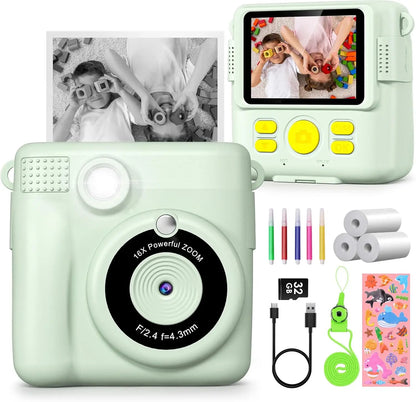 Cámara digital para niños 1080P HD cámara de impresión instantánea cámara portátil de juguete con tarjeta de 32GB regalo para niños niñas 3-12