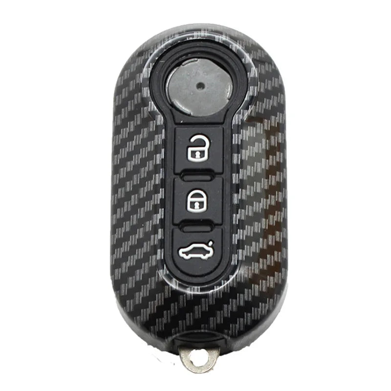 Cubierta de carcasa de llavero de coche Abs de carbono para FIAT 500 500L 500X Abarth llave plegable de 3 botones