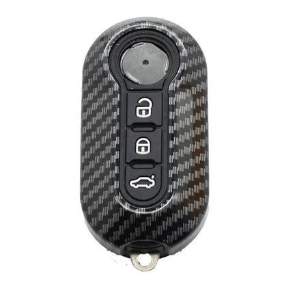 Cubierta de carcasa de llavero de coche Abs de carbono para FIAT 500 500L 500X Abarth llave plegable de 3 botones