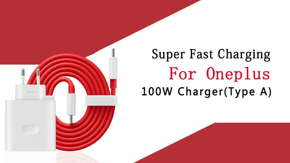 100W Supervooc cargador rápido Cargador de carga rápida Adaptador de teléfono de pared para OnePlus 13R 12R 12 13 11 10 ACE 5 PRO Cable de cargador USB Tipo C