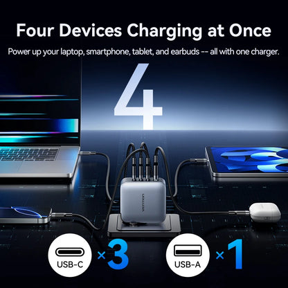 Vention 100W GaN Charger 4 Ports USB C Charger Quick Charge For Macbook Laptop Tablet PD Fast Charger For iPhone 16 15 14 Pro