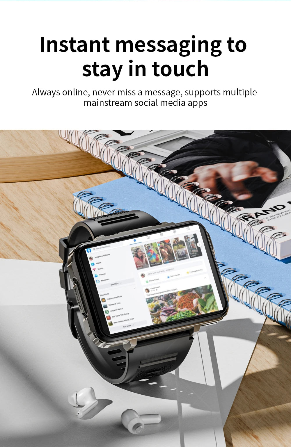 LOKMAT APPLLP 5 MAX reloj Android teléfono cuadrado pantalla grande Wifi 4G llamadas relojes inteligentes cámara Dual con linterna reloj para juegos