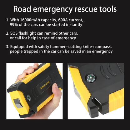 GKFLY 16000mAh 3000A arrancador de batería de coche banco de energía refuerzo de batería de coche carga 12V dispositivo de arranque gasolina diésel arrancador de coche Buster