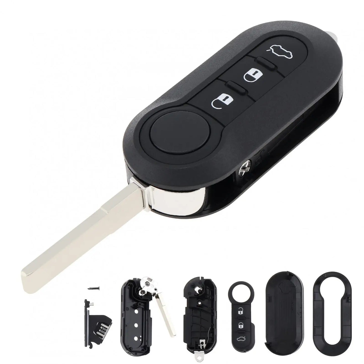 Carcasa plegable para mando a distancia de coche, carcasa de repuesto para llave de coche de 3 botones, compatible con Fiat 500 Panda Punto Bravo