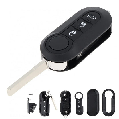 Carcasa plegable para mando a distancia de coche, carcasa de repuesto para llave de coche de 3 botones, compatible con Fiat 500 Panda Punto Bravo