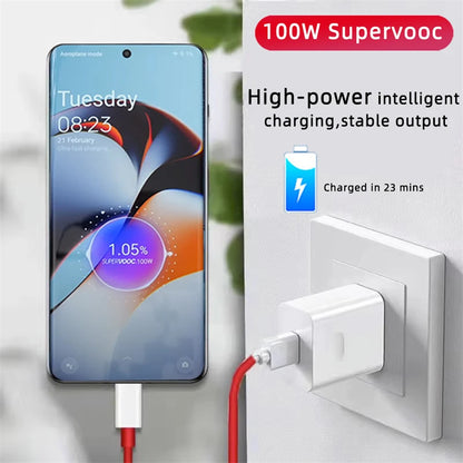 100W Supervooc cargador rápido Cargador de carga rápida Adaptador de teléfono de pared para OnePlus 13R 12R 12 13 11 10 ACE 5 PRO Cable de cargador USB Tipo C