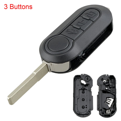 Carcasa plegable para mando a distancia de coche, carcasa de repuesto para llave de coche de 3 botones, compatible con Fiat 500 Panda Punto Bravo