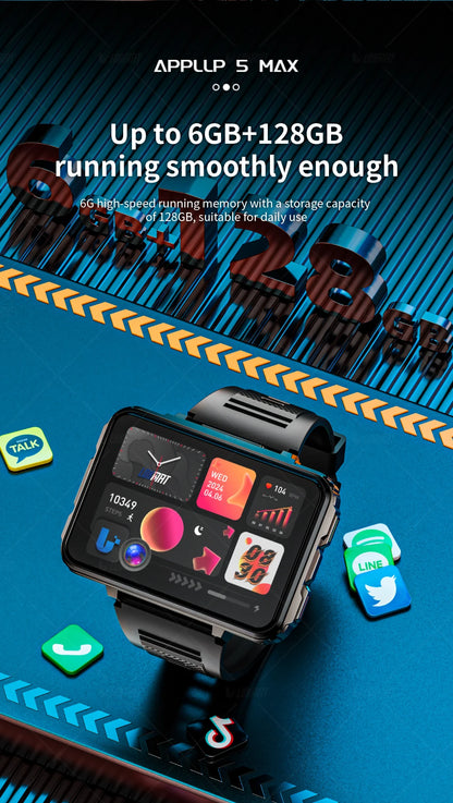 LOKMAT APPLLP 5 MAX reloj Android teléfono cuadrado pantalla grande Wifi 4G llamadas relojes inteligentes cámara Dual con linterna reloj para juegos