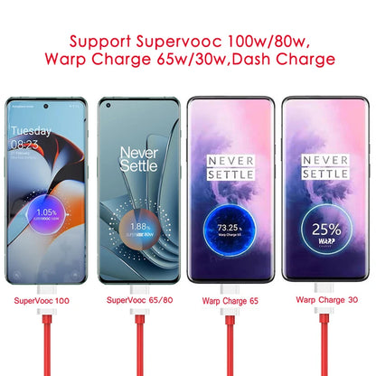 100W Supervooc cargador rápido Cargador de carga rápida Adaptador de teléfono de pared para OnePlus 13R 12R 12 13 11 10 ACE 5 PRO Cable de cargador USB Tipo C