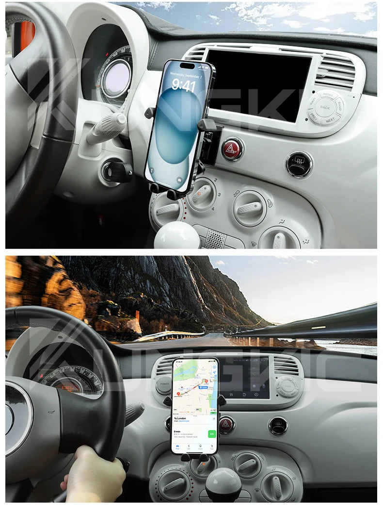 Accesorios para soporte de teléfono Gravity para coche para Fiat 500 08-23 Abarth 595 2012 2013 2014 2015 2016 2017 2018 2019 2020 2021 2022 2023