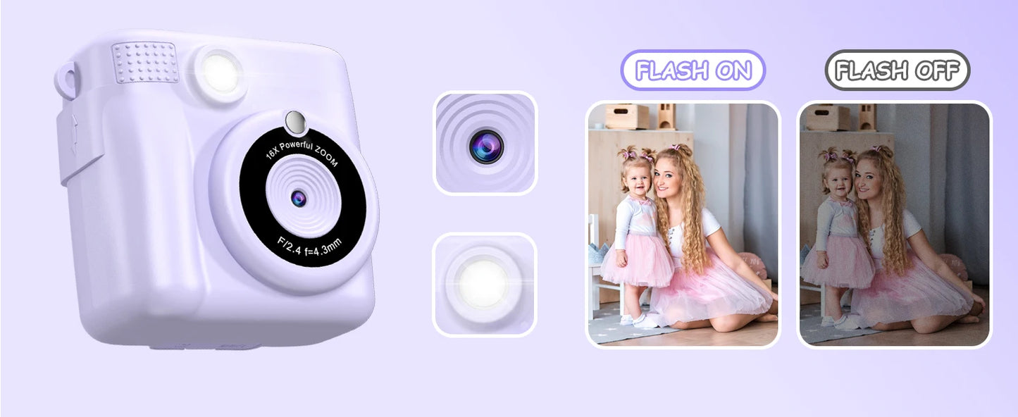 Cámara digital para niños 1080P HD cámara de impresión instantánea cámara portátil de juguete con tarjeta de 32GB regalo para niños niñas 3-12