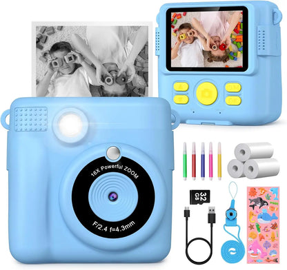Cámara digital para niños 1080P HD cámara de impresión instantánea cámara portátil de juguete con tarjeta de 32GB regalo para niños niñas 3-12