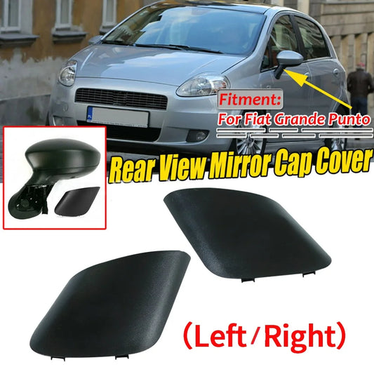 Cubierta de espejo retrovisor L/R para Fiat Grand Punto 735596884   Cubierta para espejo retrovisor, tapa negra para puerta lateral de coche, accesorios para coche