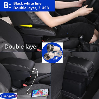 Caja de reposabrazos para Fiat 500, caja de reposabrazos para coche Fiat CRONOS, reequipamiento dedicado, caja de almacenamiento central Interior, accesorios para coche