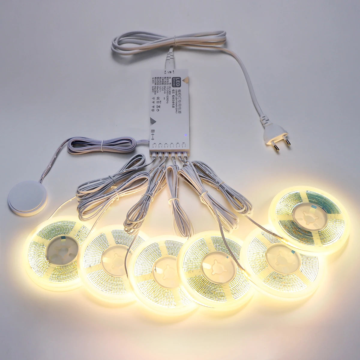 Tira de luces LED COB de madera Penetrable inteligente, luz con Sensor táctil, 320Leds/m, luces paralelas blancas cálidas/Neutras, iluminación de retroiluminación de cocina