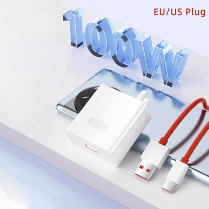 100W Supervooc cargador rápido Cargador de carga rápida Adaptador de teléfono de pared para OnePlus 13R 12R 12 13 11 10 ACE 5 PRO Cable de cargador USB Tipo C