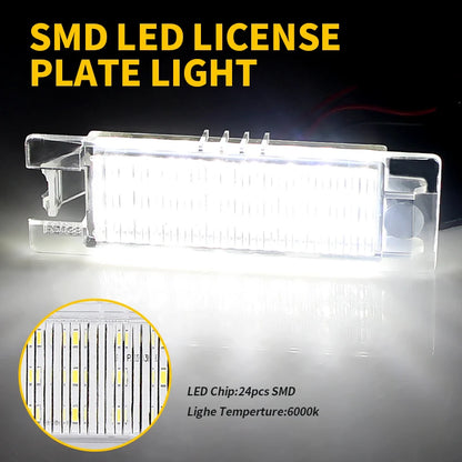 Luz Led blanca para placa de matrícula, 2 uds., para Fiat Grande Punto Evo Van Pratico Brava Bravo Cinquecento Croma Doblo Linea Marea