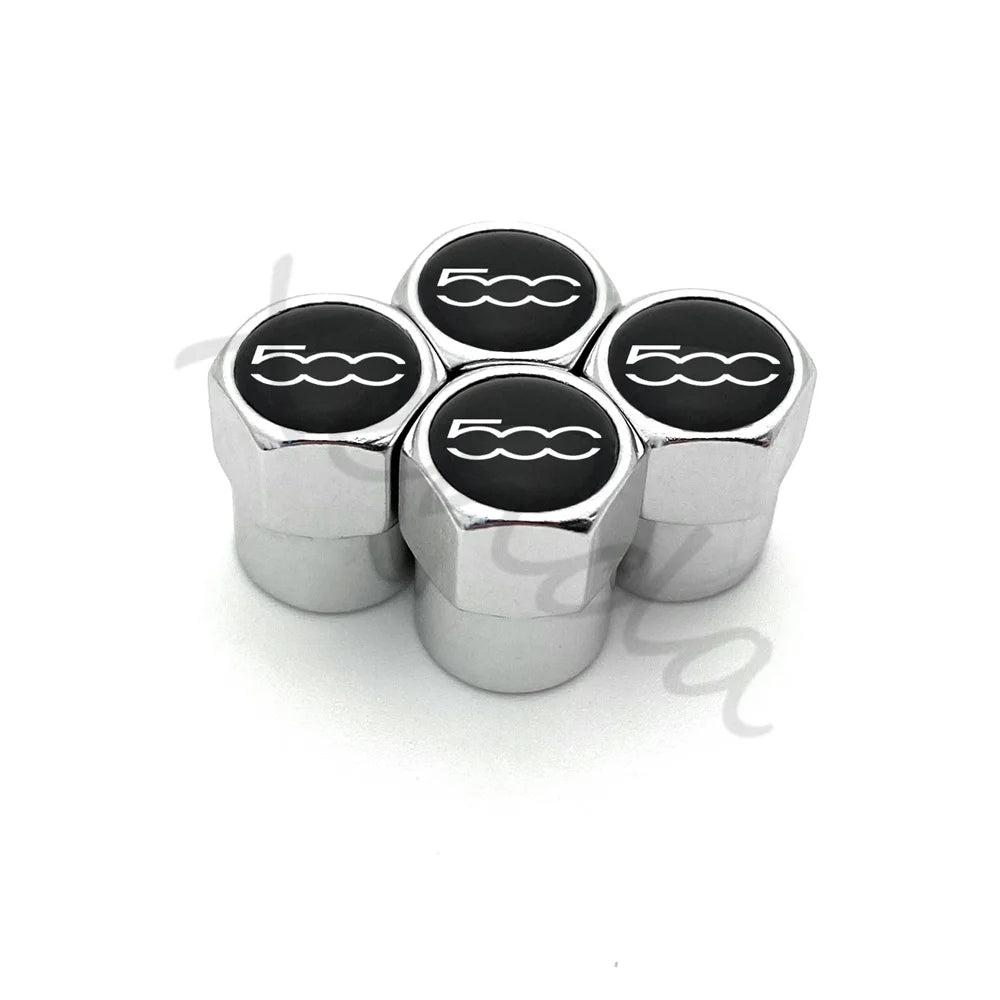 4 Uds. Tapas de válvula de neumático de rueda de coche de aleación de aluminio cubierta de vástago de neumático de aire tapones herméticos para Fiat 500 2007-2015 accesorios de estilo