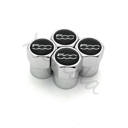 4 Uds. Tapas de válvula de neumático de rueda de coche de aleación de aluminio cubierta de vástago de neumático de aire tapones herméticos para Fiat 500 2007-2015 accesorios de estilo