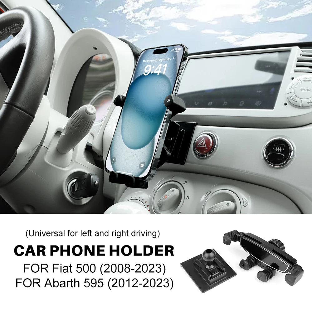 Accesorios para soporte de teléfono Gravity para coche para Fiat 500 08-23 Abarth 595 2012 2013 2014 2015 2016 2017 2018 2019 2020 2021 2022 2023