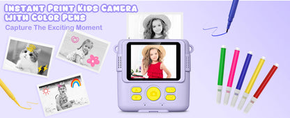 Cámara digital para niños 1080P HD cámara de impresión instantánea cámara portátil de juguete con tarjeta de 32GB regalo para niños niñas 3-12