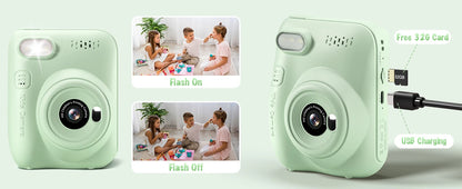 Gofunly-cámara de impresión instantánea para niños, Mini cámara Digital de 3,0 ", grabadora de vídeo portátil de 1080P, regalo para niños de 6 a 12 años