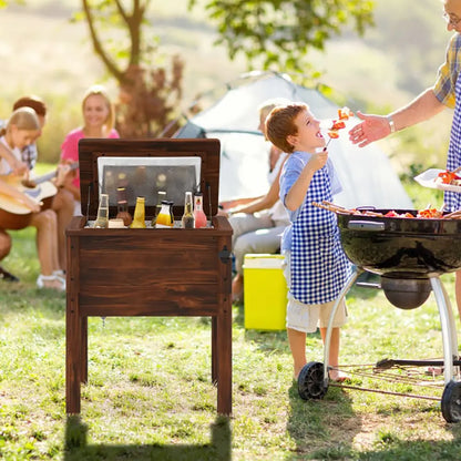 1pc Wooden Patio Cooler with 3 Handles and Bottle Opener for Cooling Beverages Stylish Outdoor Cooler Box