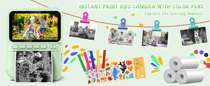 Gofunly-cámara de impresión instantánea para niños, Mini cámara Digital de 3,0 ", grabadora de vídeo portátil de 1080P, regalo para niños de 6 a 12 años
